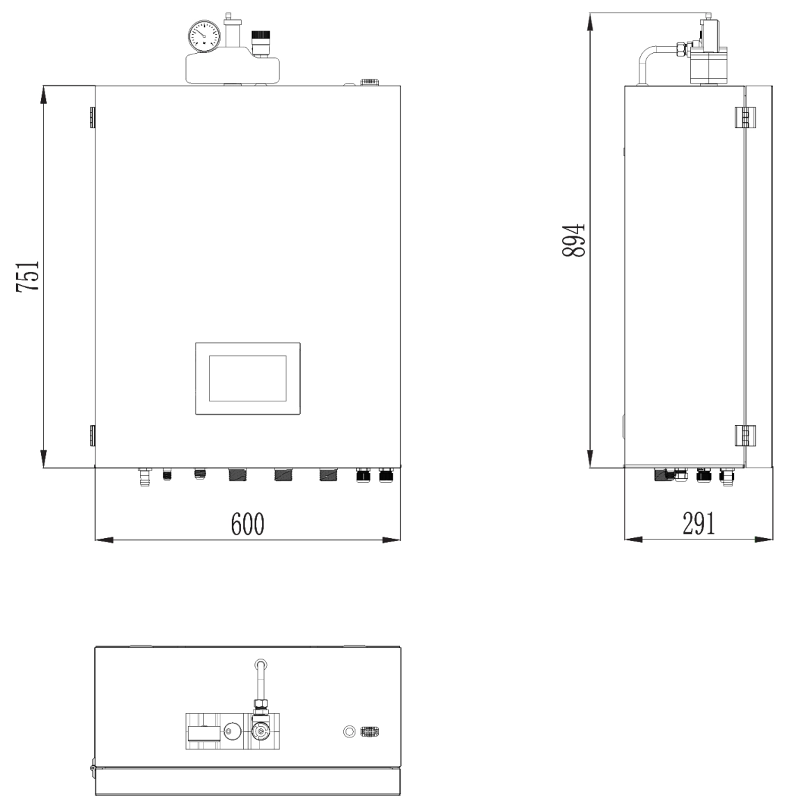 Schéma des dimensions de lunité intérieure MyCond BeeSmart pour une utilisation optimale de lespace.