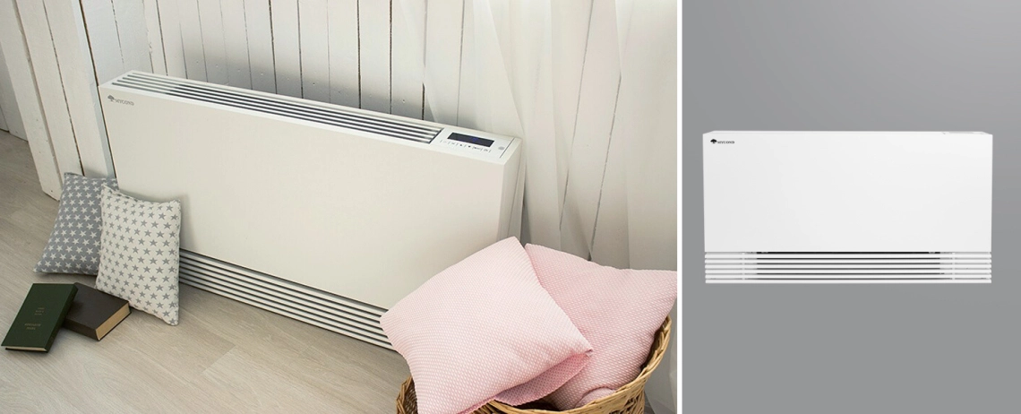 MyCon Silent Ventilo-convecteur au sol ultra-mince avec moteur BLDC pour une climatisation efficace.