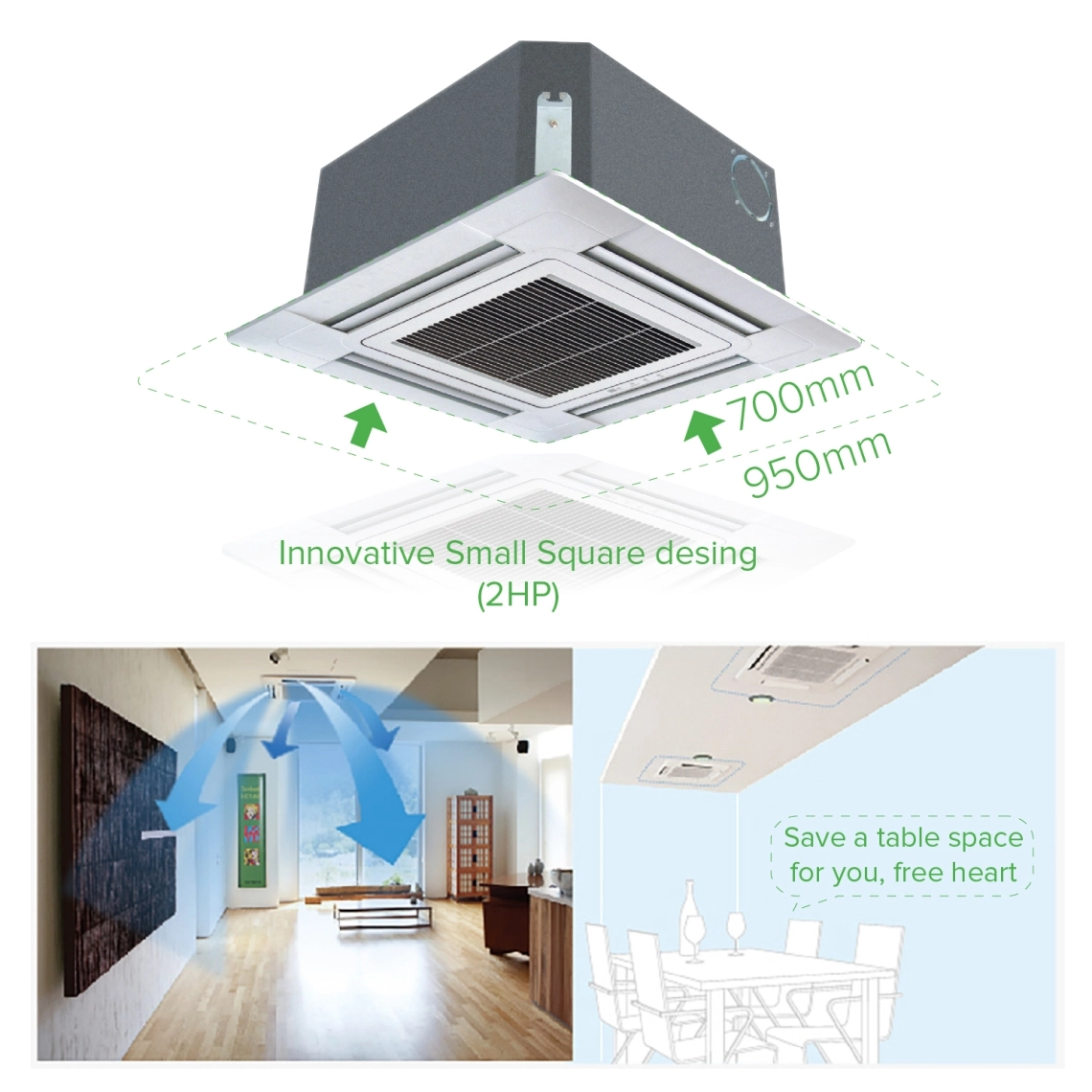 Cassette MyCond 4 voies (570*570) dimensions compactes design innovant et répartition uniforme de lair