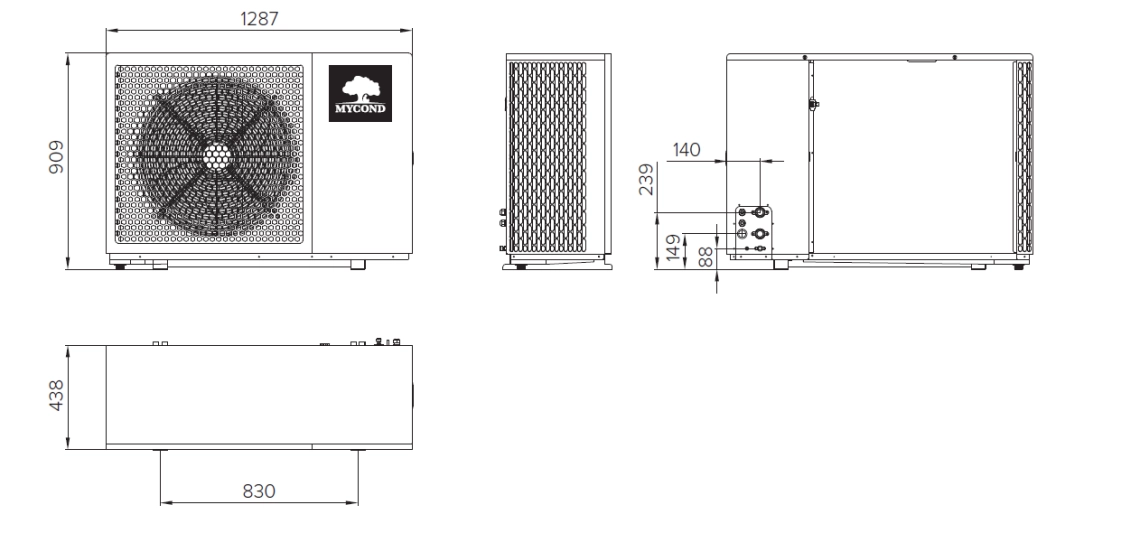 Mycond BeeEco Dimensions totales - 2