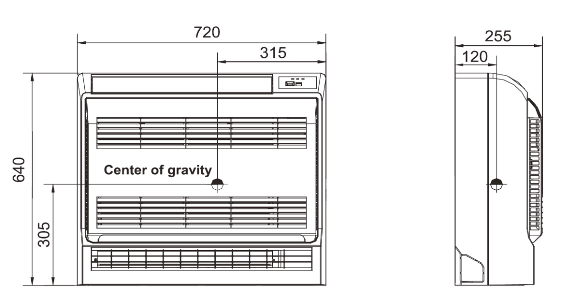 MyCond Type de console Dimensions totales