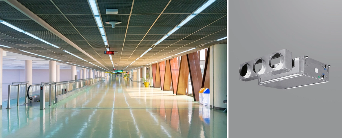 MyCond DFCL Ventilo-convecteur à haut rendement ESP installé dans un aéroport.