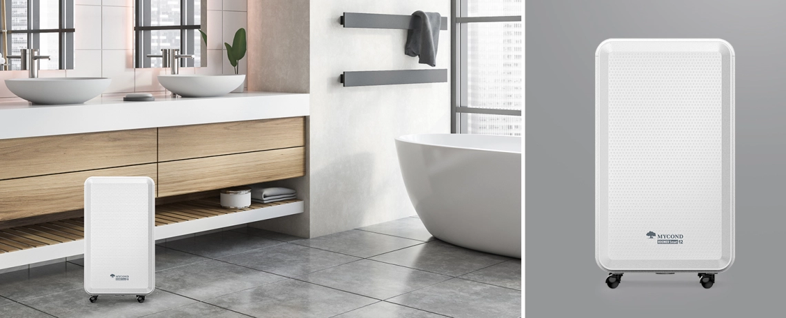 MyCond Roomer Smart 12 Un déshumidificateur compact idéal pour la salle de bains.