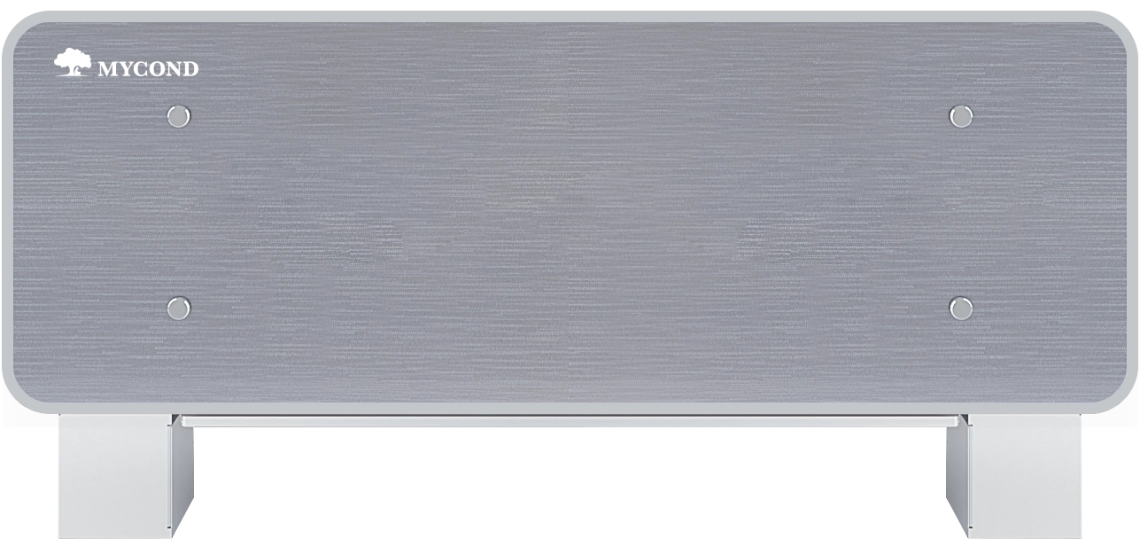MyCond Silver Glass Low Ventilo-convecteur élégant en verre argenté pour une climatisation efficace.