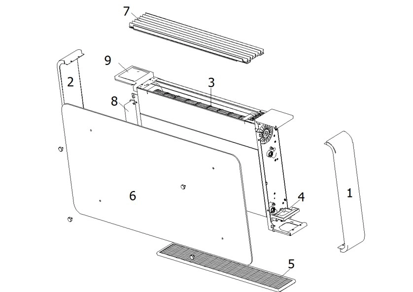 MyCond Silver Glass Ventilo-convecteur au sol ultra-mince et élégant.
