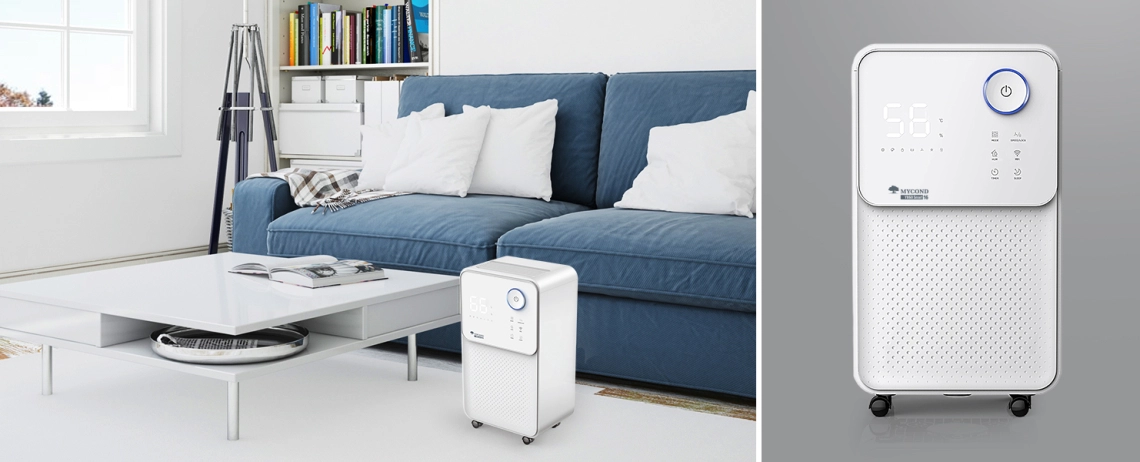 YUGO Smart 16 Déshumidificateur dair résidentiel élégant et efficace avec un fonctionnement silencieux.