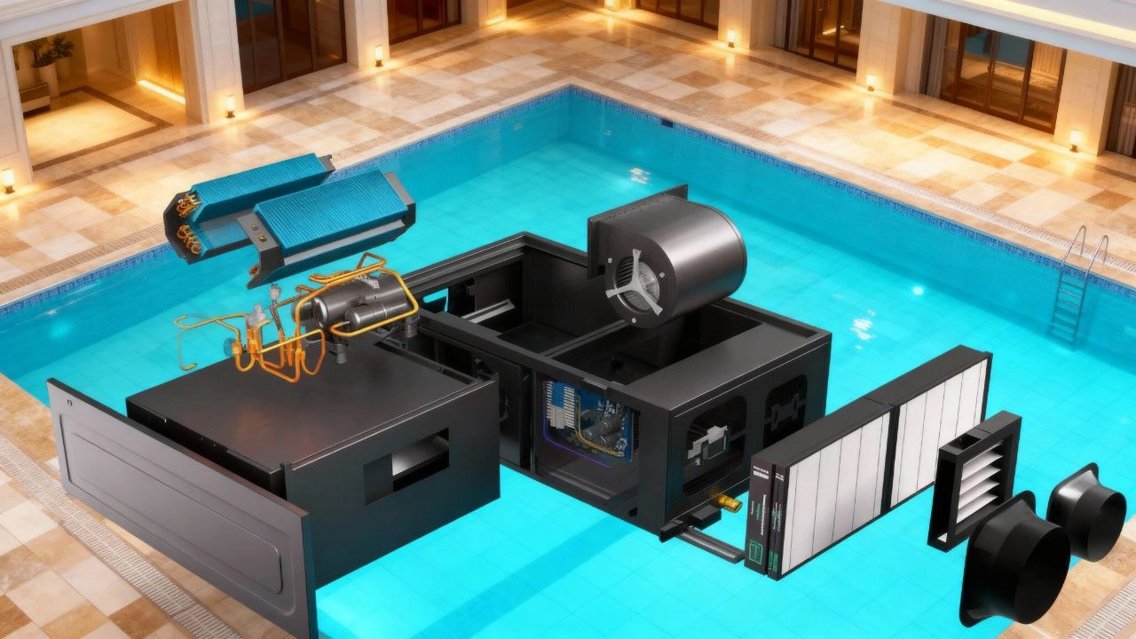 Déshumidificateur de canal pour piscines, contrôle de l