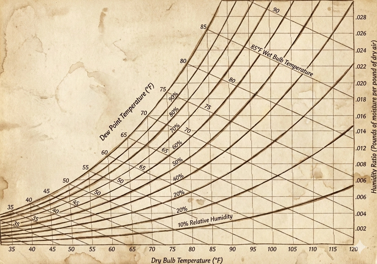 Diagramme psychrométrique des 7 paramètres clés de l